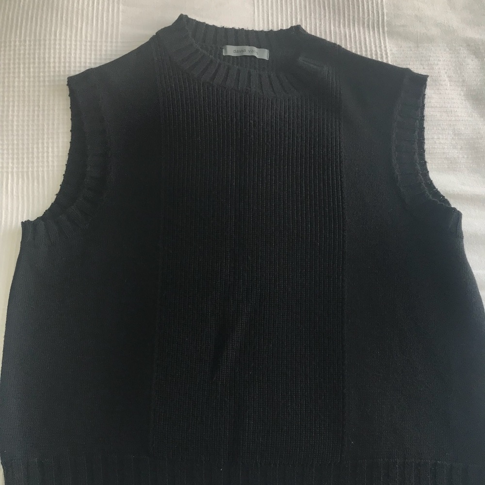 David Valls virgin wool black sweater vest